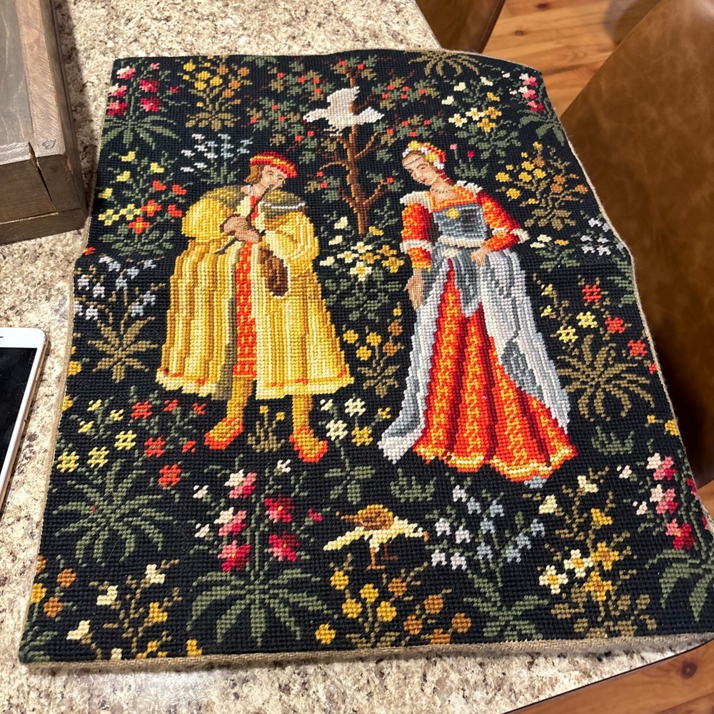 Vintage Tapestry with Medieval Figures